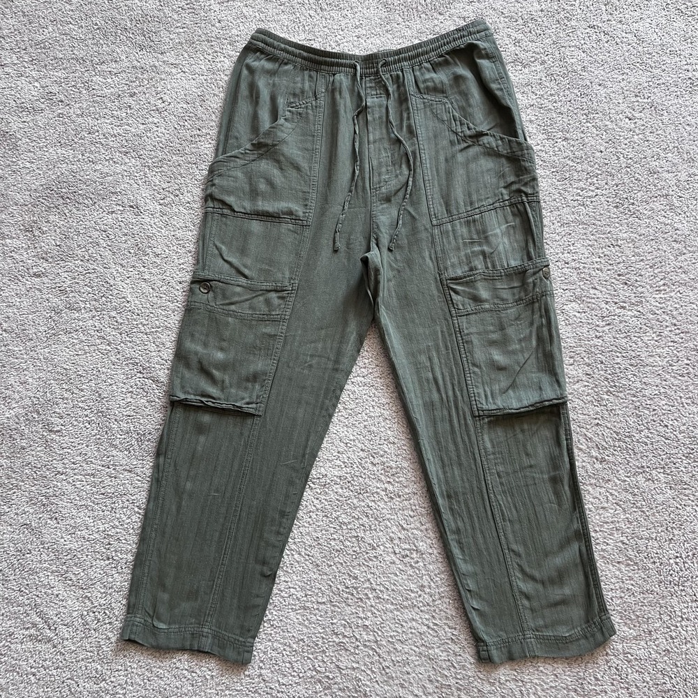 Free People Feelin Good Utility Pull On Pants Green Women Large High Rise